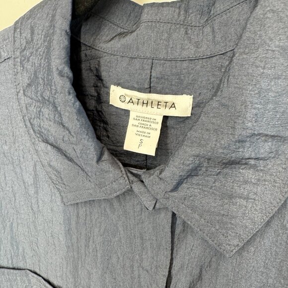 NWOT Athleta Lunar Shine Button Down Shirt in Dark Rinse - Picture 11 of 12